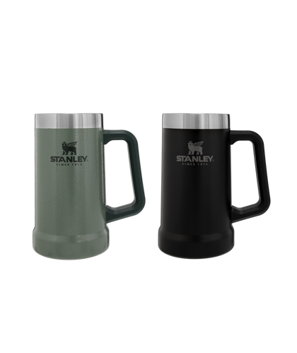 Stanley Adventure Insulated Big Grip Vacuum Steins 24 oz - Hammertone Green and Matte Black, 2-Pack
